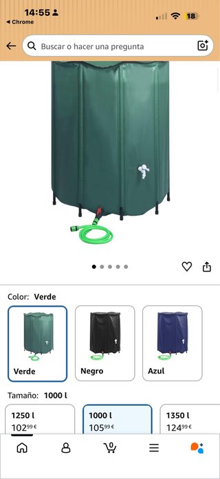 Depósito de agua plegable 1000 L