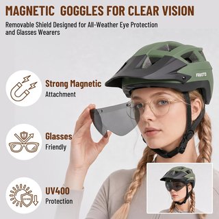 NUEVO Casco Bicicleta MTB con Visera, Gafas y Luz