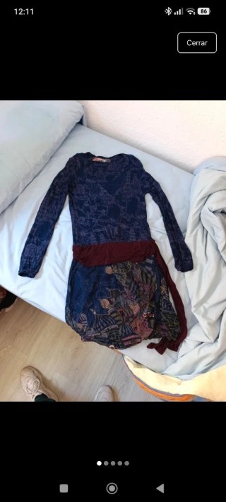 Vestido desigual azul y multicolor
