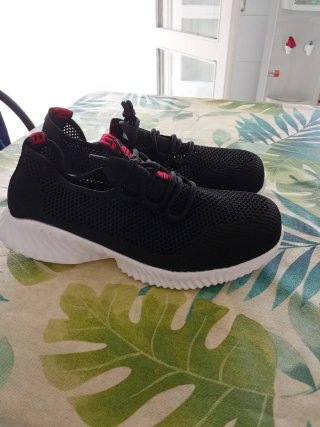 Zapatos de seguridad hombre negros y rojos
