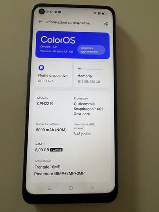 Oppo A74 128 GB Blu