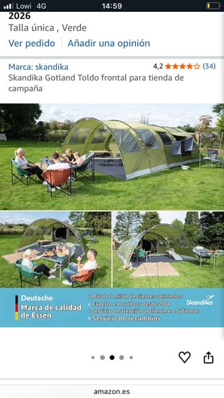 Avance Toldo Tienda Skandika Verde