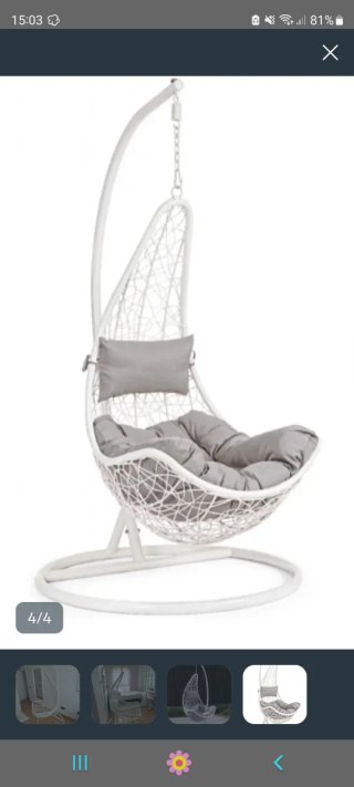 Cojín para silla colgante, color blanco