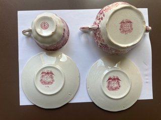 Taza, azucarero y 2 platos La Cartuja