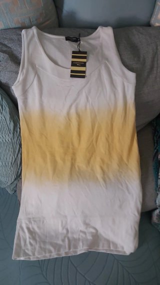 Vestido Cortefiel degradado blanco y amarillo