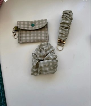 Conjunto tela cuadros verde y blanco