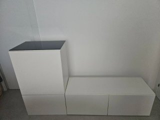 Mueble TV IKEA BESTÅ + Cristal Negro