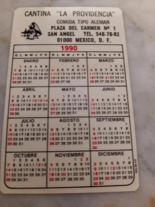 Calendario pubblicitario 1990 Messico