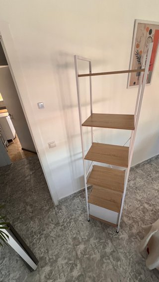 Estantería Metálica Blanca con Baldas Madera