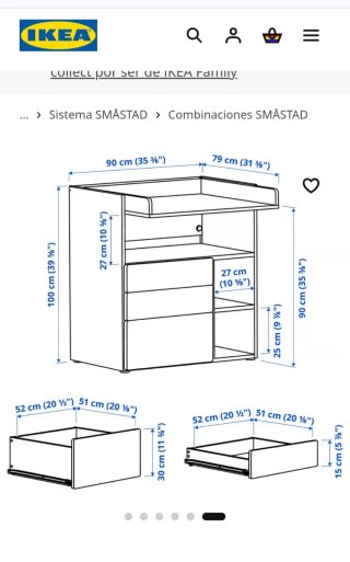 Cambiador bebé Smastad blanco