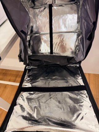 Mochila reparto comida gris y verde