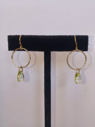 Pendientes plata con piedra amarilla verdosa