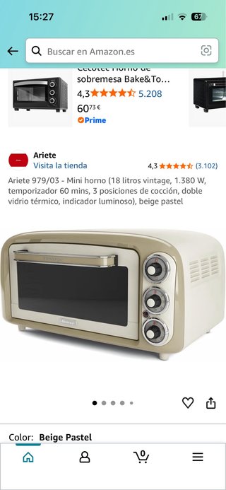 Horno Eléctrico Sobremesa Ariete Beige