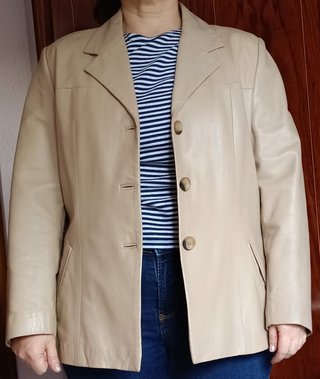 Chaqueta de cuero Castilpiel beige mujer
