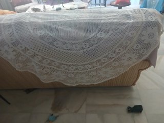 Tapete Mesa Redonda 140cm Encaje Blanco