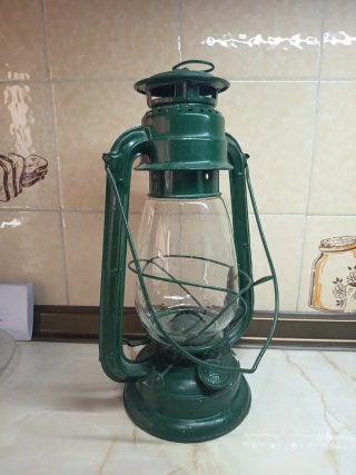 Quinqué farol de aceite verde