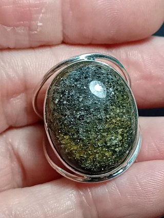 Anillo Plata Ley piedra serpentina