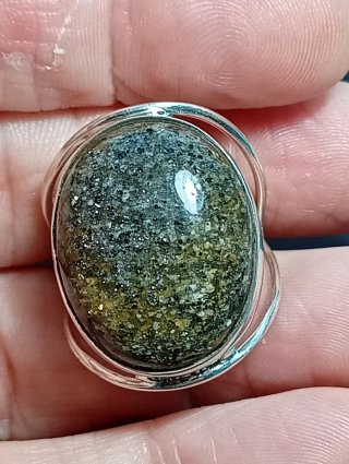 Anillo Plata Ley piedra serpentina
