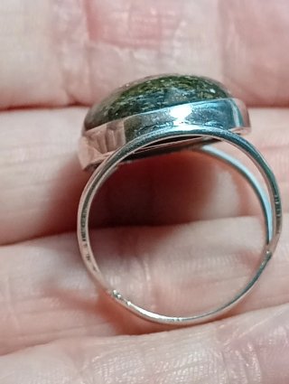 Anillo Plata Ley piedra serpentina
