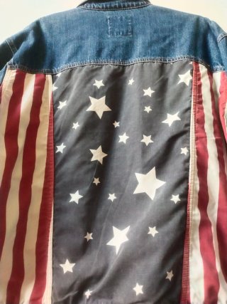 Chaqueta Vaquera Oversize Bandera USA Retro