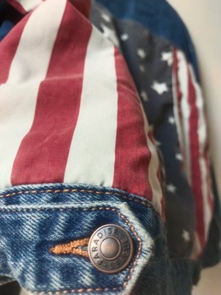 Chaqueta Vaquera Oversize Bandera USA Retro