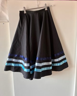 Falda de Ballet Carácter Negra con Cintas Azules