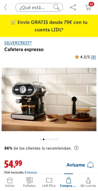 Cafetera Espresso SilverCrest Negra