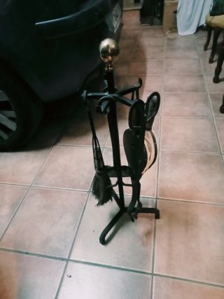Set Utensilios Chimenea Negro y Dorado