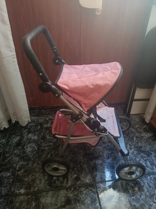Carro de paseo para muñecas rosa
