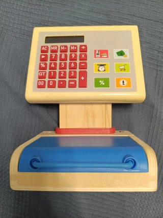 Caja registradora de madera con accesorios