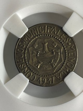 Moneda 1 Peseta 1937 Menorca Guerra Civil