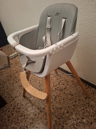 Trona infantil Luna gris y madera