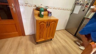 Cocina modular puertas de madera de pino.