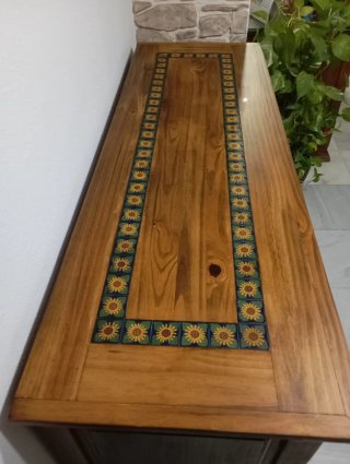 Aparador Mexicano Madera y Cristal