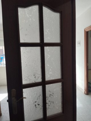 Puerta doble madera con cristal