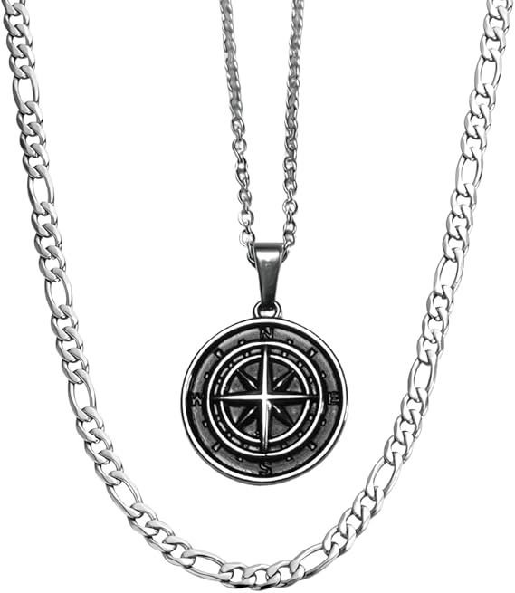 DVRK Collares Hombre Plata + Acero Inoxidable 316L