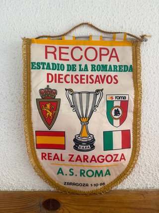 Banderín Recopa Zaragoza - Roma 1986