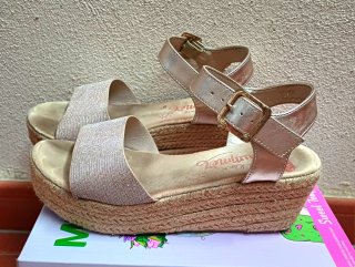 Sandalias Plataforma Oro Rosa Mandarina