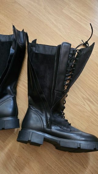 Botas altas de piel autentica color negro 40