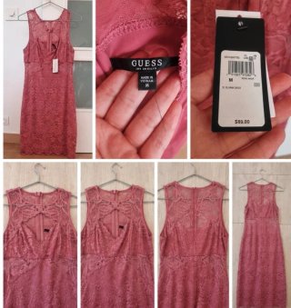 Vestido Guess Encaje Rosa Talla M