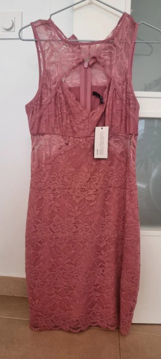 Vestido Guess Encaje Rosa Talla M
