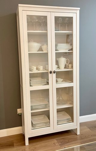 Vitrina Ikea Hemnes Cristal Madera Blanca