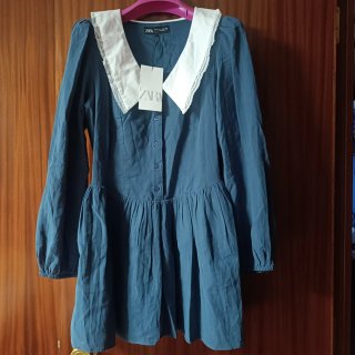 Vestido Zara cuello bebé azul Talla S