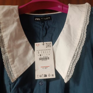Vestido Zara cuello bebé azul Talla S