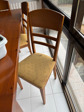 Mesa de comedor de madera maciza con 6 sillas