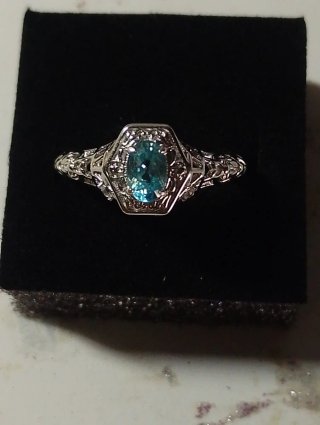 Anillo Plata Ley Circón Natural Azul