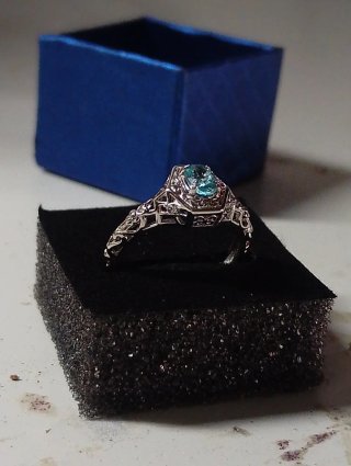 Anillo Plata Ley Circón Natural Azul