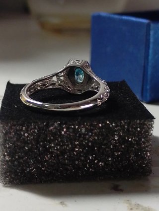 Anillo Plata Ley Circón Natural Azul