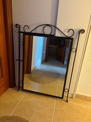 Espejo decorativo forja y yute