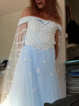 Vestido de Novia Azul y Blanco